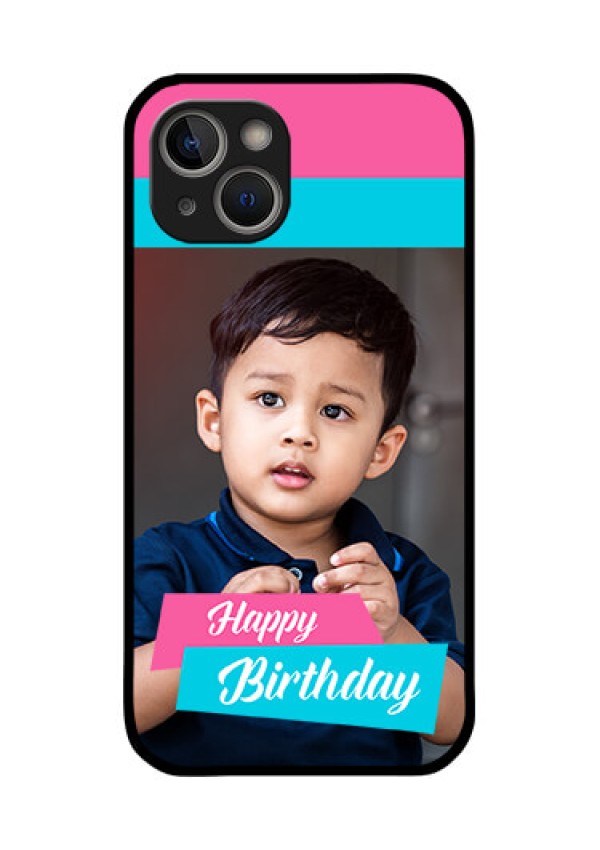 iPhone 14 Plus Personalized Glass Phone Case - Image Holder with 2 Color Design