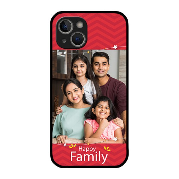 iPhone 14 Plus Personalized Glass Phone Case - Happy Family Design