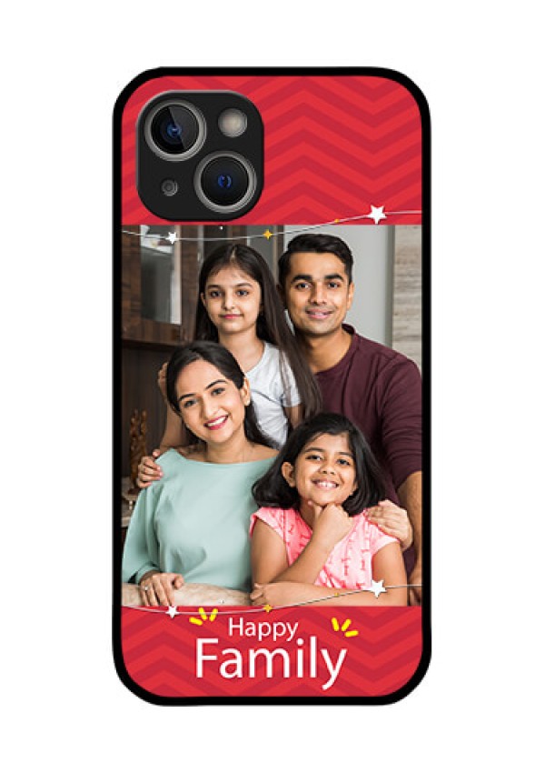 iPhone 14 Plus Personalized Glass Phone Case - Happy Family Design