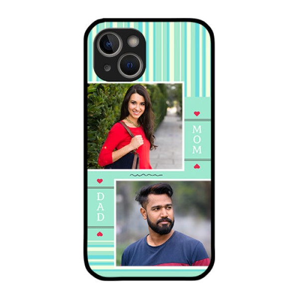 iPhone 14 Plus Custom Glass Phone Case - Mom & Dad Pic Design