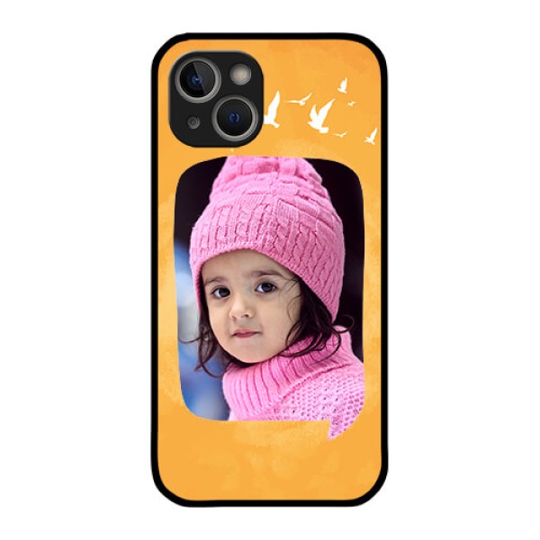 iPhone 14 Plus Personalized Glass Phone Case - Water Color Design with Bird Icons