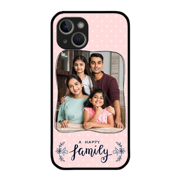 iPhone 14 Plus Custom Glass Phone Case - Family with Dots Design