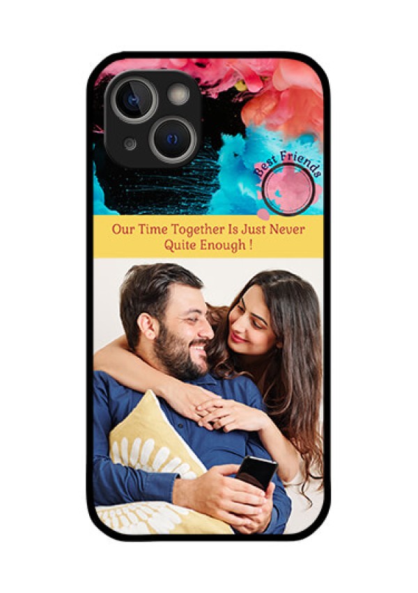 iPhone 14 Plus Custom Glass Mobile Case - Quote with Acrylic Painting Design