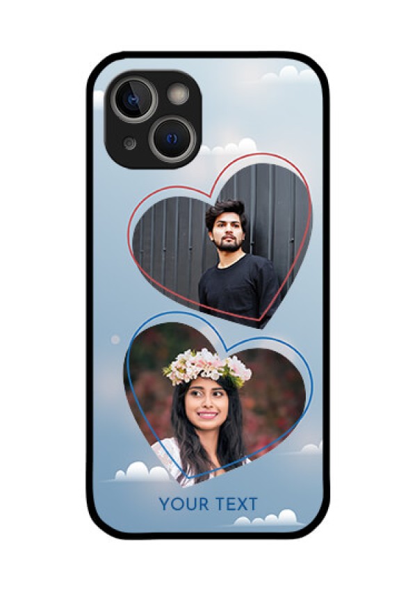 iPhone 14 Plus Custom Glass Mobile Case - Blue Color Couple Design