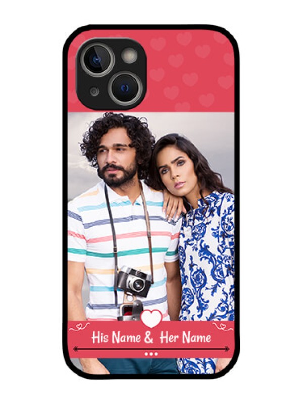 Custom iPhone 14 Plus Photo Printing on Glass Case - Simple Love Design
