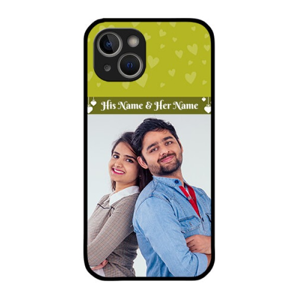 iPhone 14 Plus Custom Glass Phone Case - You & Me Heart Design