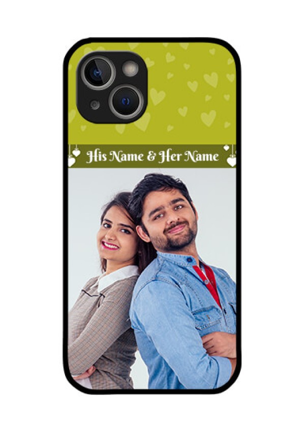 iPhone 14 Plus Custom Glass Phone Case - You & Me Heart Design