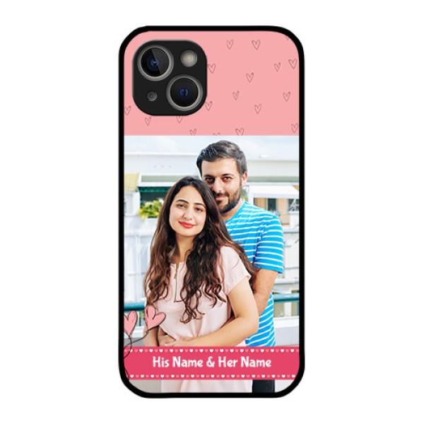 iPhone 14 Plus Personalized Glass Phone Case - Love Design Peach Color iPhone 14 Plus Personalized Glass Phone Case - Love Design Peach Color