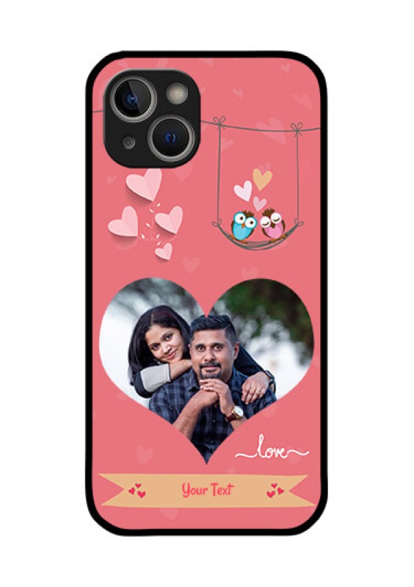 iPhone 14 Plus Personalized Glass Phone Case - Peach Color Love Design