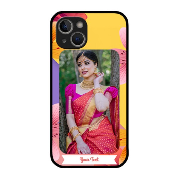 iPhone 14 Plus Custom Glass Mobile Case - 3 Image With Vintage Floral Design iPhone 14 Plus Custom Glass Mobile Case - 3 Image With Vintage Floral Design