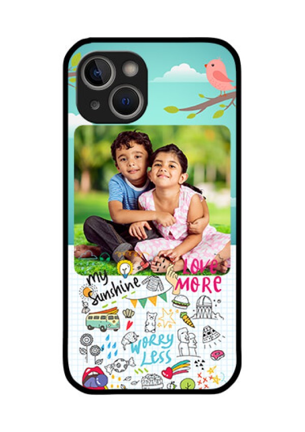 iPhone 14 Plus Photo Printing on Glass Case - Doodle love Design