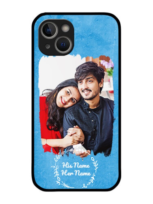 Custom iPhone 14 Plus Custom Glass Phone Case - Blue Color Vintage Design