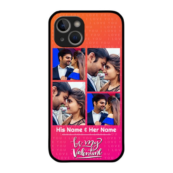 iPhone 14 Plus Custom Glass Phone Case - I Love You Pink Design