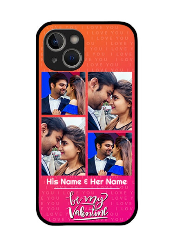 iPhone 14 Plus Custom Glass Phone Case - I Love You Pink Design
