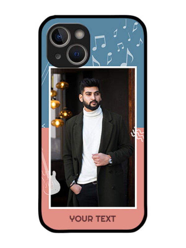 Custom iPhone 14 Plus Photo Printing on Glass Case - with Color Musical Note Design