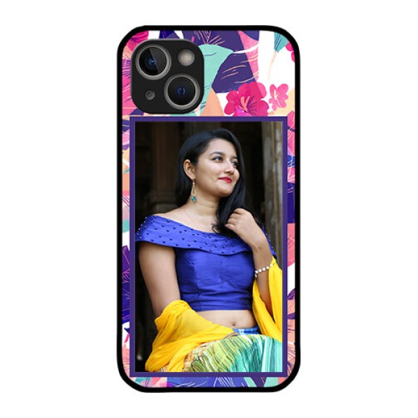 iPhone 14 Plus Custom Glass Mobile Case - Abstract Floral Design
