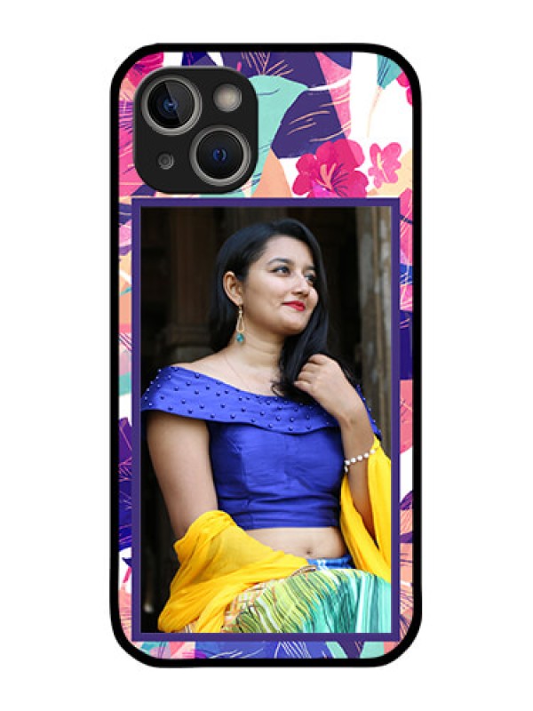 Custom iPhone 14 Plus Custom Glass Mobile Case - Abstract Floral Design
