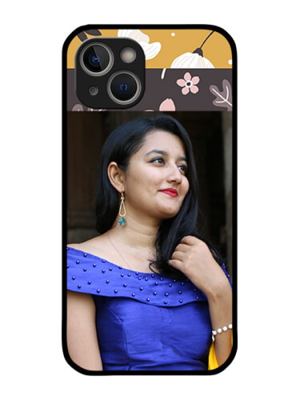 Custom iPhone 14 Plus Custom Glass Phone Case - Stylish Floral Design