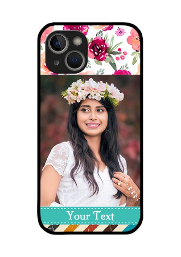 iPhone 14 Plus Custom Glass Phone Case - Watercolor Floral Design