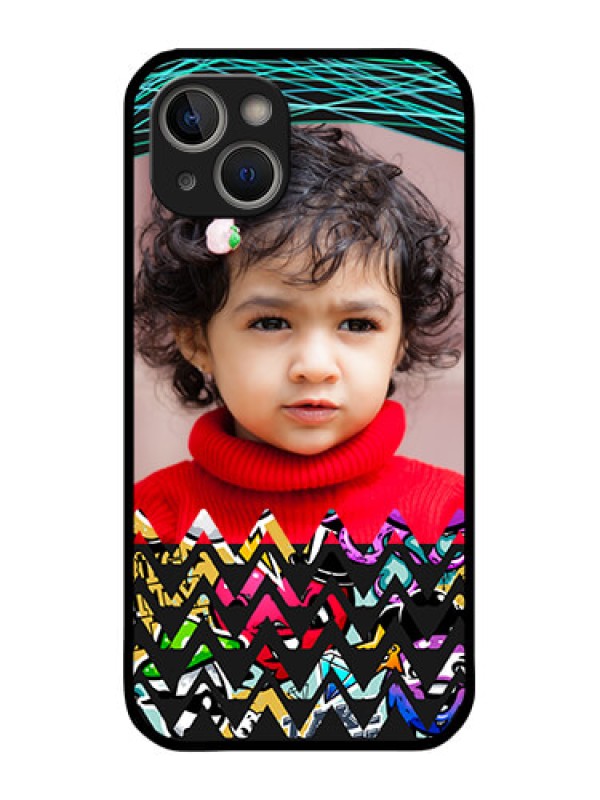 Custom iPhone 14 Plus Personalized Glass Phone Case - Neon Abstract Design