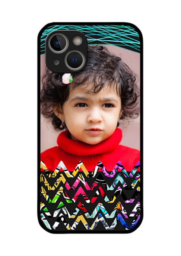 iPhone 14 Plus Personalized Glass Phone Case - Neon Abstract Design
