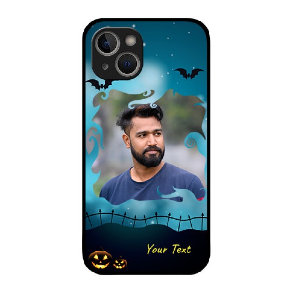 iPhone 14 Plus Custom Glass Phone Case - Halloween frame design