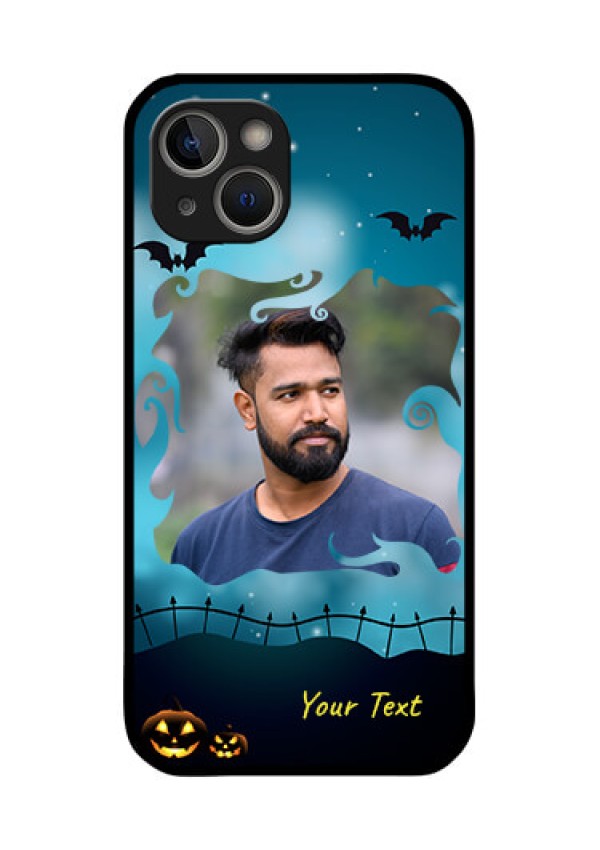 iPhone 14 Plus Custom Glass Phone Case - Halloween frame design