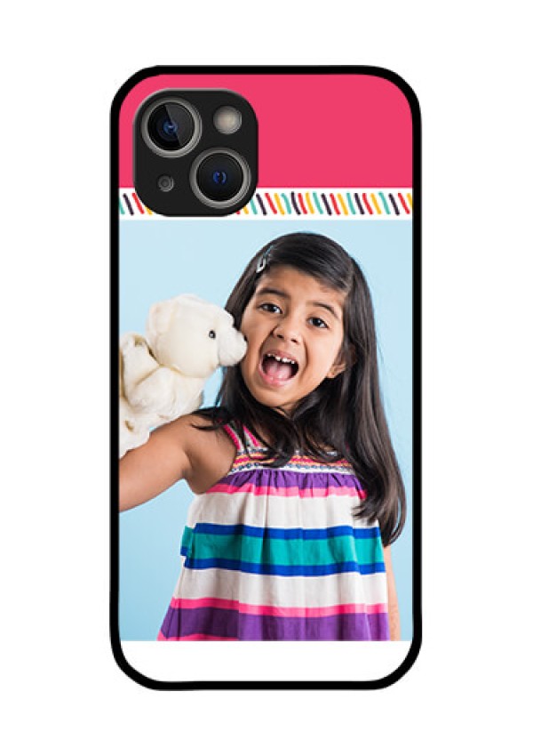 iPhone 14 Plus Personalized Glass Phone Case - Line art design