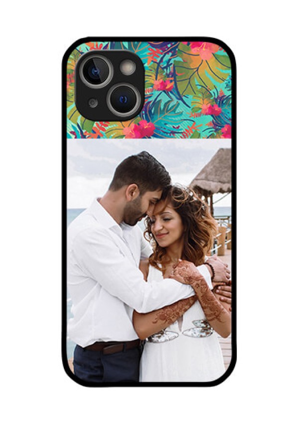 iPhone 14 Plus Photo Printing on Glass Case - Watercolor Floral Design