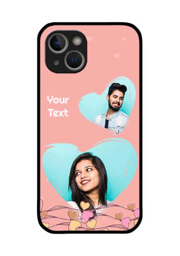 iPhone 14 Plus Custom Glass Mobile Case - Love Doodle Design