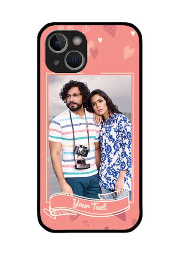iPhone 14 Plus Custom Glass Phone Case - Love doodle art Design