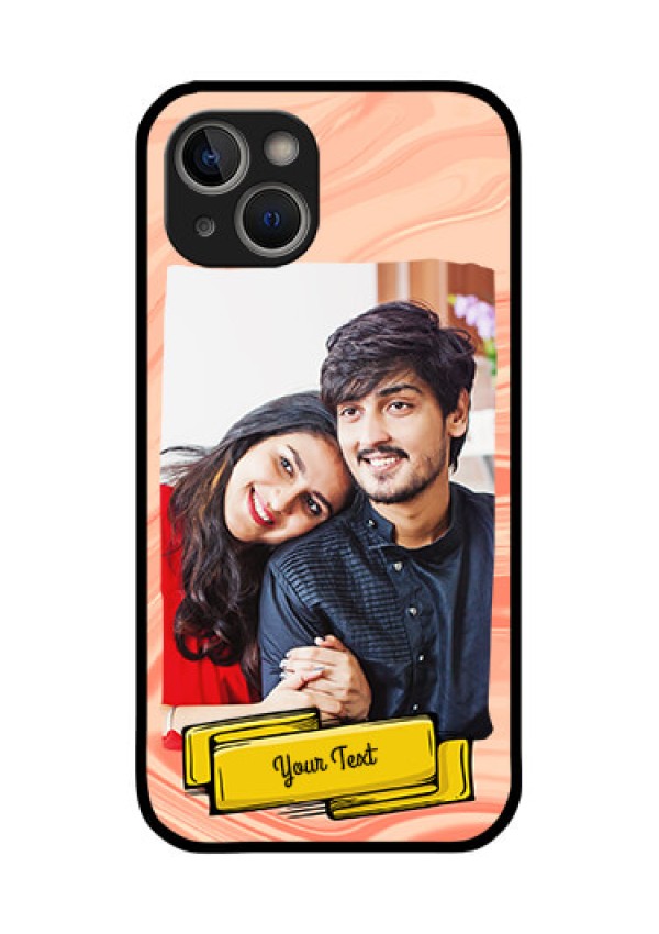 iPhone 14 Plus Personalized Glass Phone Case - Marble Texture Design