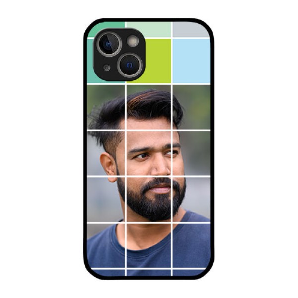 iPhone 14 Plus Photo Printing on Glass Case - with white box pattern iPhone 14 Plus Photo Printing on Glass Case - with white box pattern