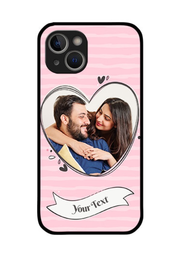 iPhone 14 Plus Custom Glass Phone Case - Vintage Heart Design
