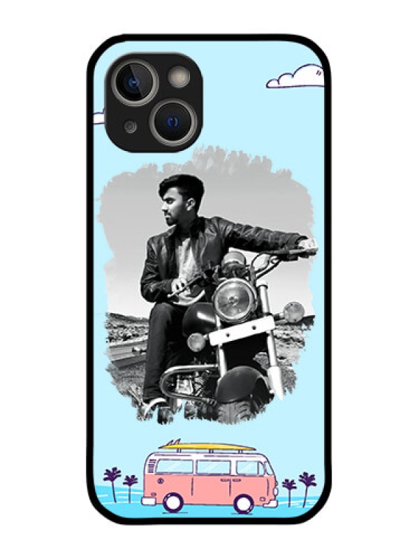 Custom iPhone 14 Plus Photo Printing on Glass Case - Travel & Adventure Design