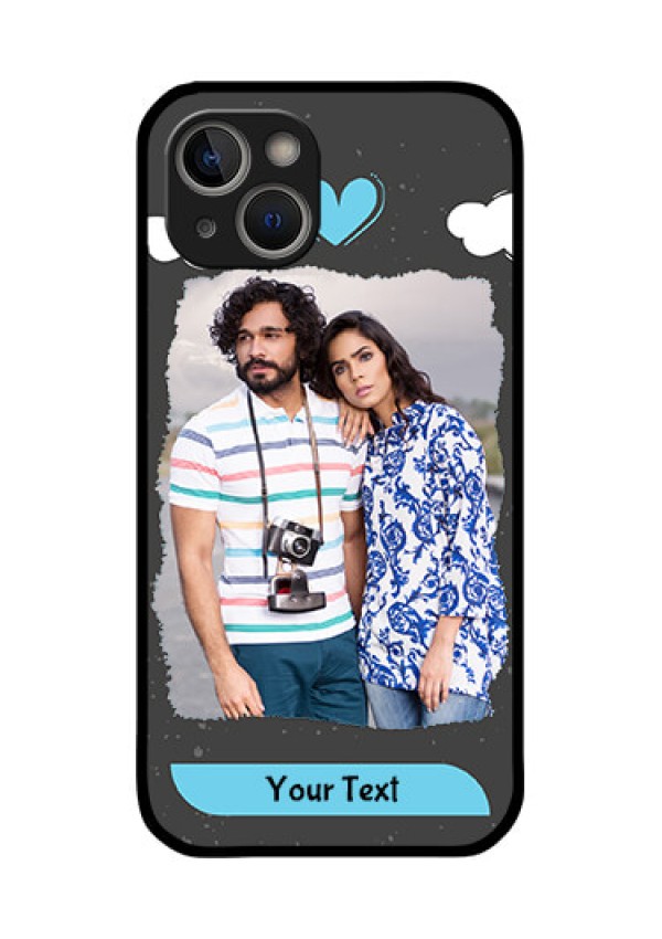 iPhone 14 Plus Custom Glass Phone Case - Splashes with love doodles Design