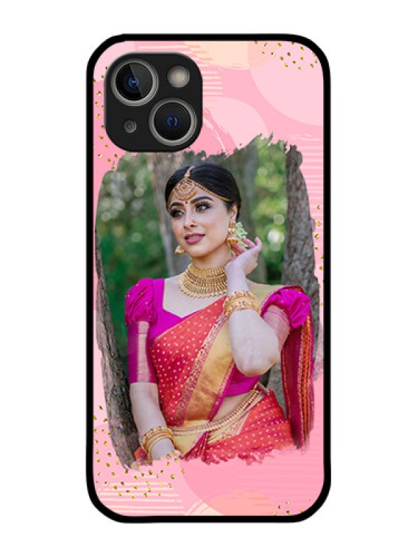 Custom iPhone 14 Plus Personalized Glass Phone Case - Gold Glitter Splash Design