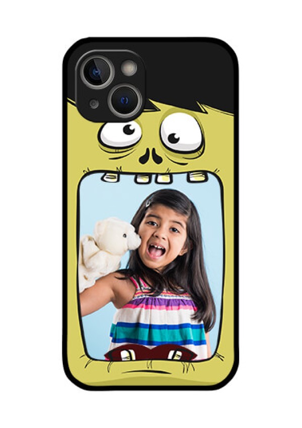 iPhone 14 Plus Personalized Glass Phone Case - Cartoon monster back case Design
