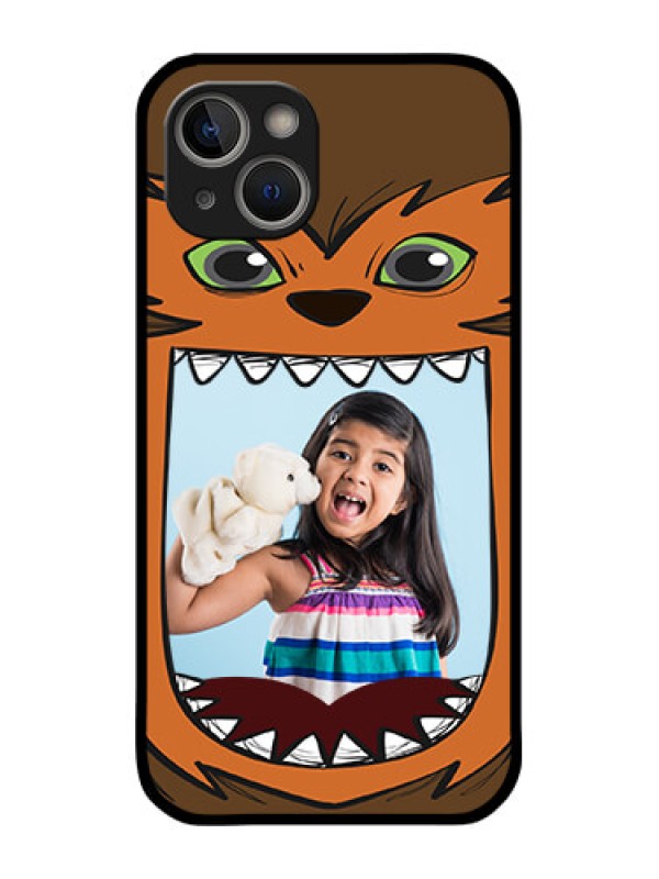 Custom iPhone 14 Plus Photo Printing on Glass Case - Owl Monster Back Case Design