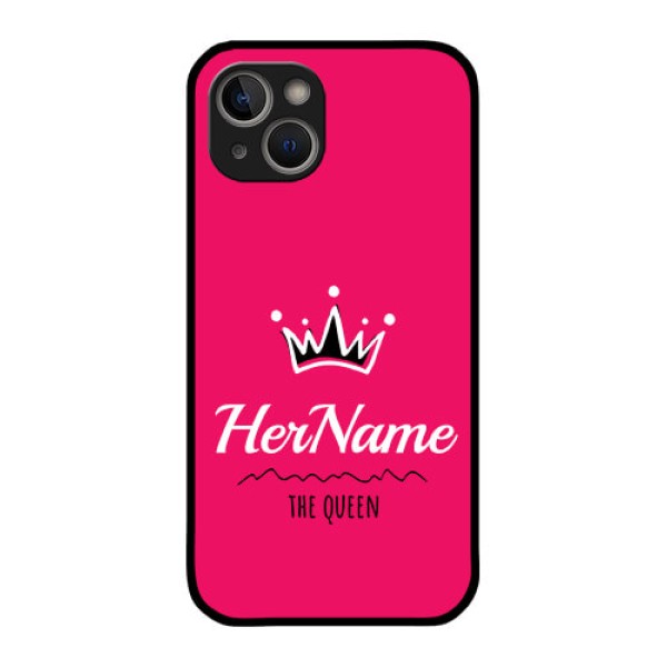 iPhone 14 Plus Glass Phone Case Queen with Name iPhone 14 Plus Glass Phone Case Queen with Name