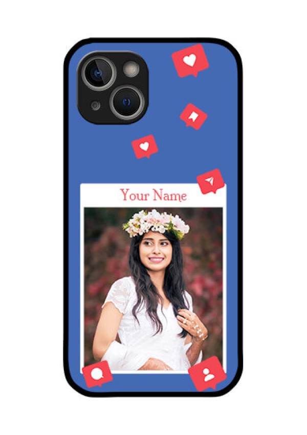 iPhone 14 Plus Custom Glass Phone Case - Like Share And Comment Design