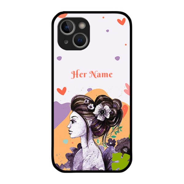iPhone 14 Plus Personalized Glass Phone Case - Woman And Nature Design iPhone 14 Plus Personalized Glass Phone Case - Woman And Nature Design