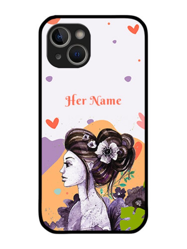 Custom iPhone 14 Plus Personalized Glass Phone Case - Woman And Nature Design