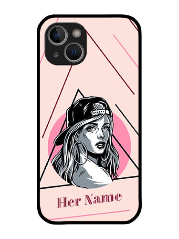Custom iPhone 14 Plus Personalized Glass Phone Case - Rockstar Girl Design