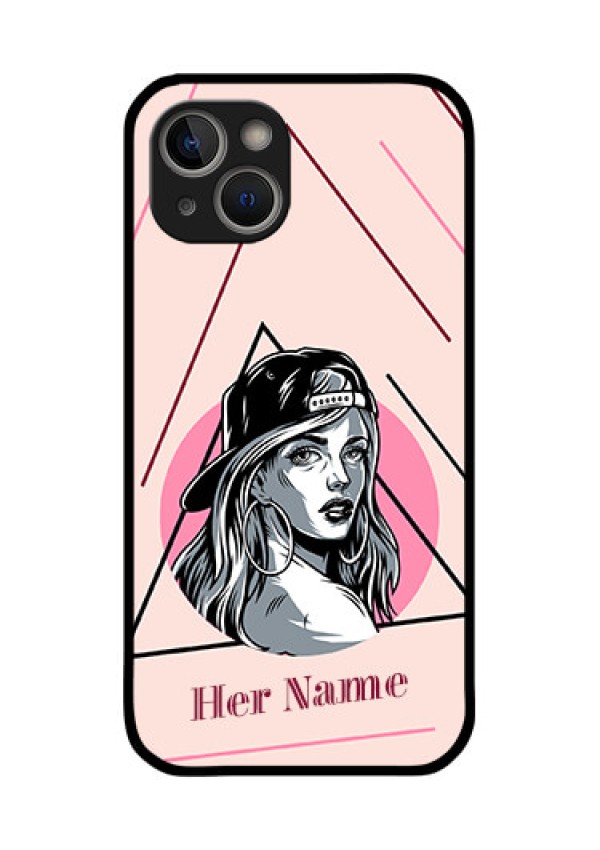 iPhone 14 Plus Personalized Glass Phone Case - Rockstar Girl Design