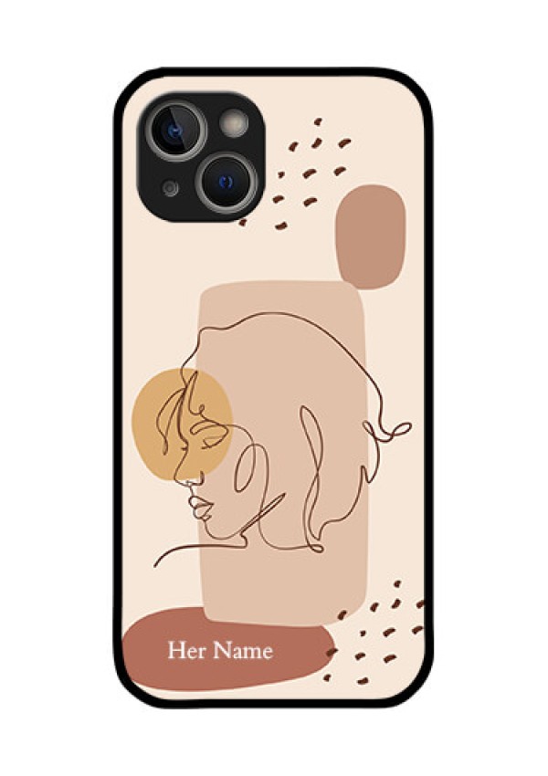 iPhone 14 Plus Photo Printing on Glass Case - Calm Woman line art Design