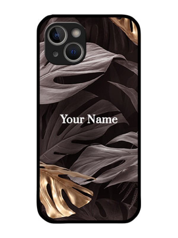 Custom iPhone 14 Plus Personalised Glass Phone Case - Wild Leaves digital paint Design