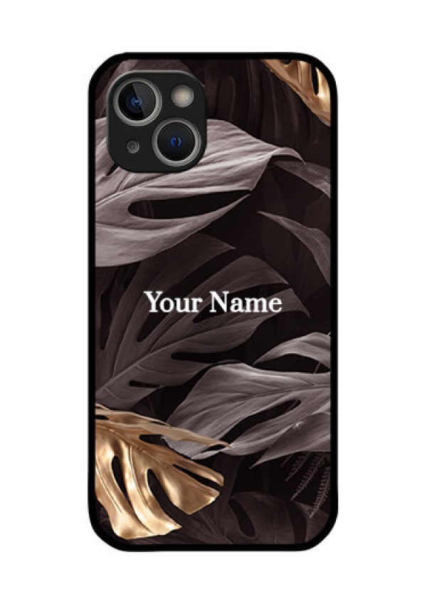 iPhone 14 Plus Personalised Glass Phone Case - Wild Leaves digital paint Design