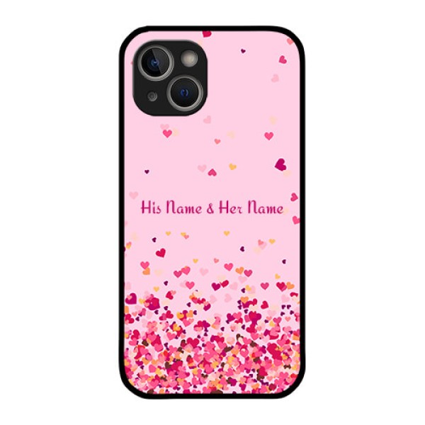 iPhone 14 Plus Photo Printing on Glass Case - Floating Hearts Design