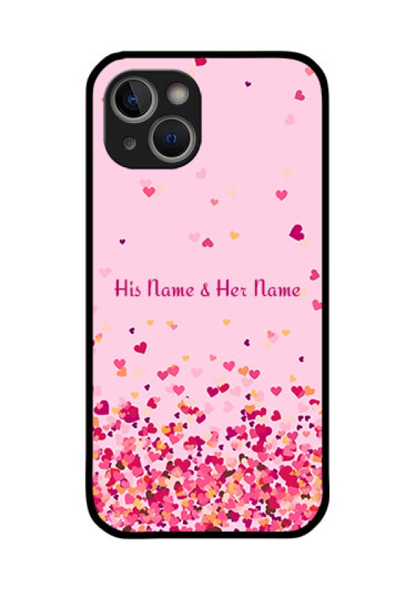 iPhone 14 Plus Photo Printing on Glass Case - Floating Hearts Design